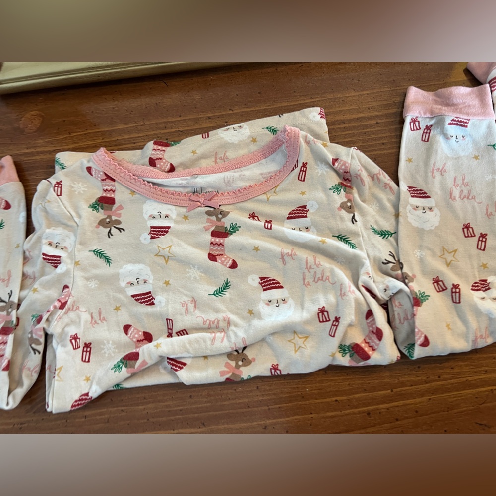 Bamboo Christmas PJ set mulberry 5T top bottom Santa pink pajamas sle milkberry